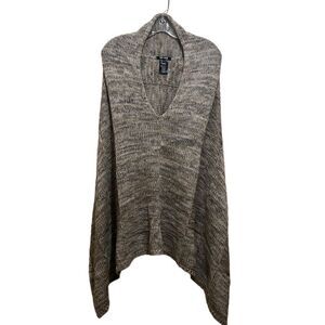 NIC +ZOE poncho cape knit crochet cropped beige cream tan gray One Size